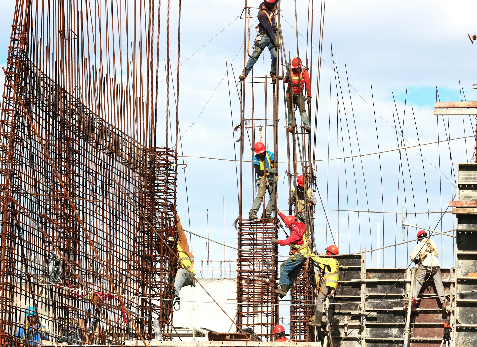 Active construction site with verified professionals at work